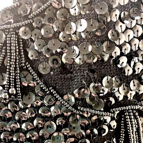 🤩BOGOFREE🤩 Size small 80s glam lace beads sequin long sleeve top - Picture 6 of 12